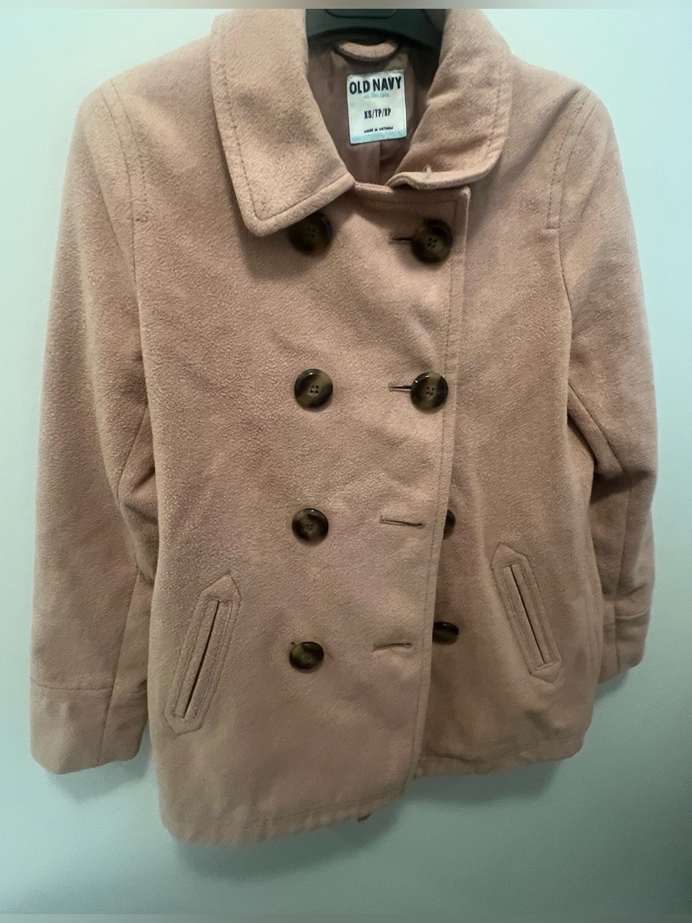 Old Navy Women's Light Tan Double-Breasted Peacoat